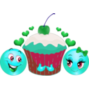 download Lovers Cupcake Smiley Emoticon clipart image with 135 hue color