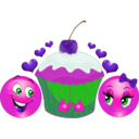 download Lovers Cupcake Smiley Emoticon clipart image with 270 hue color