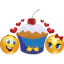 download Lovers Cupcake Smiley Emoticon clipart image with 0 hue color