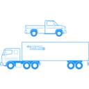 download Semi And Pickup Trucks clipart image with 180 hue color
