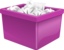 Purple Plastic Box Filled With Paper