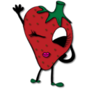 download Winking Strawberry clipart image with 0 hue color
