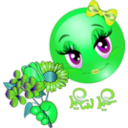 download Pretty Girl Flower Smiley Emoticon clipart image with 90 hue color