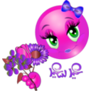 download Pretty Girl Flower Smiley Emoticon clipart image with 270 hue color