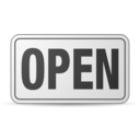 download Open Sign Plastic clipart image with 180 hue color