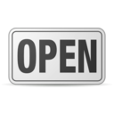 download Open Sign Plastic clipart image with 270 hue color