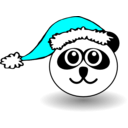 download Funny Panda Face Black And White With Santa Claus Hat clipart image with 180 hue color