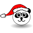 download Funny Panda Face Black And White With Santa Claus Hat clipart image with 0 hue color