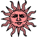 download Sun Woodcut clipart image with 315 hue color
