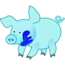 download Happy Pig clipart image with 180 hue color