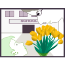 download Student Gives Flowers To Teacher clipart image with 45 hue color