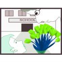 download Student Gives Flowers To Teacher clipart image with 90 hue color
