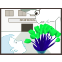 download Student Gives Flowers To Teacher clipart image with 135 hue color