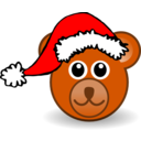 download Funny Teddy Bear Face Brown With Santa Claus Hat clipart image with 0 hue color