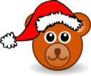 Funny Teddy Bear Face Brown With Santa Claus Hat