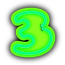 download Neon Numerals 3 clipart image with 90 hue color