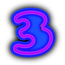 download Neon Numerals 3 clipart image with 225 hue color