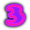 download Neon Numerals 3 clipart image with 270 hue color