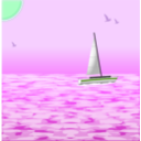 download Sea Scene With Boat clipart image with 90 hue color