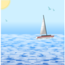 download Sea Scene With Boat clipart image with 0 hue color