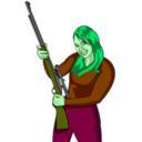 download Girl With Rifle clipart image with 90 hue color