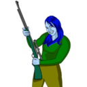 download Girl With Rifle clipart image with 180 hue color