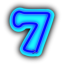 download Neon Numerals 7 clipart image with 180 hue color