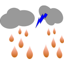 download Cloud Lightning And Rain clipart image with 180 hue color