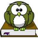 download Cartoon Owl Sitting On A Book clipart image with 45 hue color
