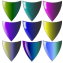 download Shields clipart image with 180 hue color