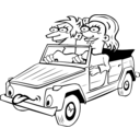 download Girl And Boy Driving Car Cartoon clipart image with 0 hue color