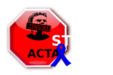 Stop Acta With Blue Ribbon