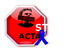 Stop Acta With Blue Ribbon