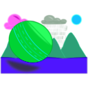 download Sphere In Scenery clipart image with 135 hue color