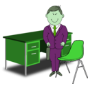 download Teacher Manager Between Chair And Desk clipart image with 90 hue color