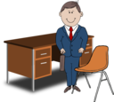 Teacher Manager Between Chair And Desk