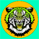 download Tiger Red On Green clipart image with 45 hue color