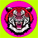 download Tiger Red On Green clipart image with 315 hue color