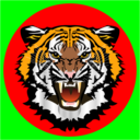 download Tiger Red On Green clipart image with 0 hue color