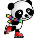 download Skating Panda clipart image with 0 hue color
