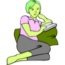 download Woman Reading clipart image with 45 hue color