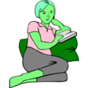 download Woman Reading clipart image with 90 hue color