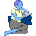 download Woman Reading clipart image with 180 hue color