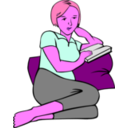 download Woman Reading clipart image with 270 hue color