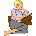 download Woman Reading clipart image with 0 hue color