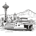 download Space Needle And Ferry clipart image with 45 hue color