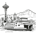 download Space Needle And Ferry clipart image with 90 hue color