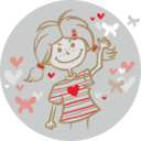 download Girl And Flying Hearts clipart image with 0 hue color