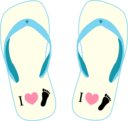 Thong Light Yellow And Blue With I Love Foot Symbol