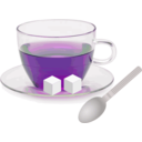 download Glass Cup With Glass Saucer Spoon And Sugar Cubes clipart image with 270 hue color